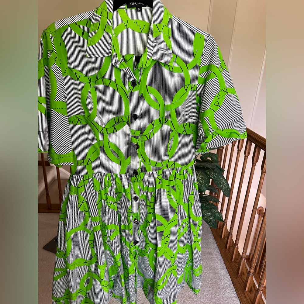 Ofuure African Print Shirt Mini Dress in Medium
